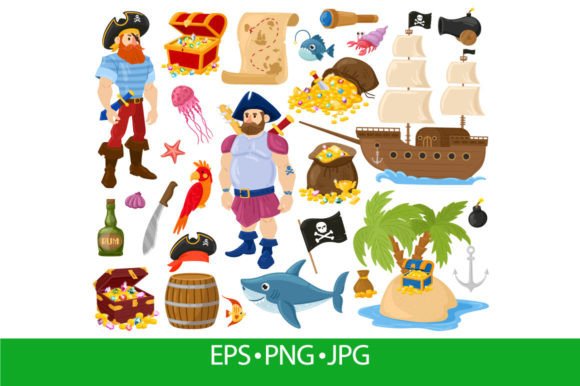Download Cartoon Pirates, Sea Fish, Treasure - Cartoon pirates Collection