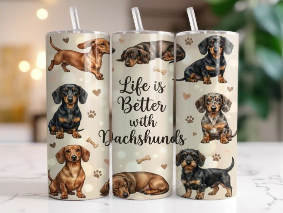Download Cute Dachshund Dog Tumbler Wrap Design - Tumbler wrap design Collection