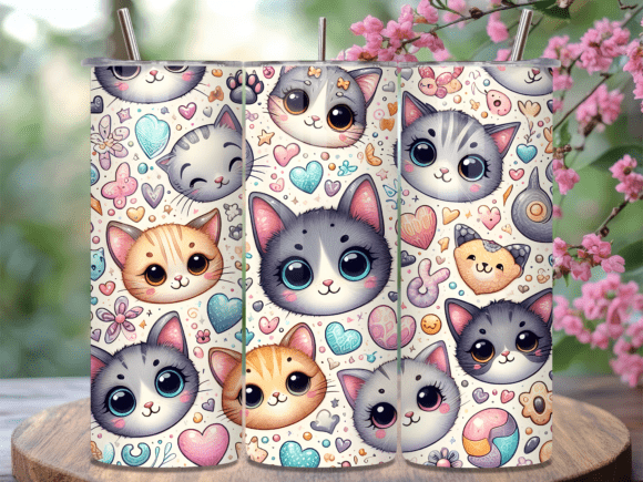 Download Cute Cat Pattern Tumbler Wrap Design - Tumbler wrap design Collection