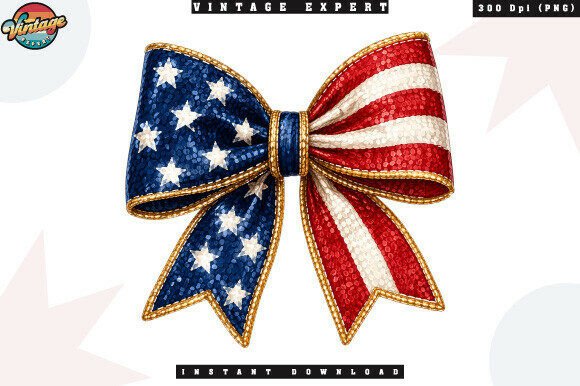 Download Vintage American Flag Ribbon Bow PNG - American flag ribbon Collection