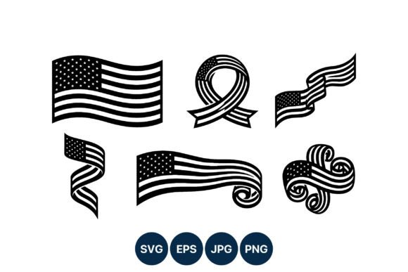 Download American Flag Ribbon Black White Vector - American flag ribbon Collection