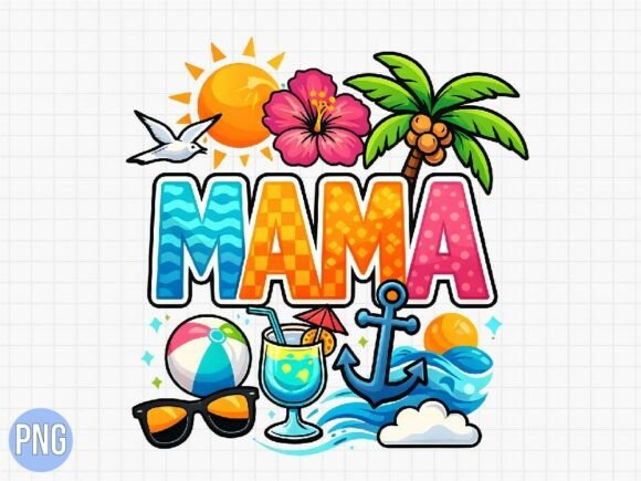 Download Retro Summer Mama Beach Design PNG - Beach design Collection