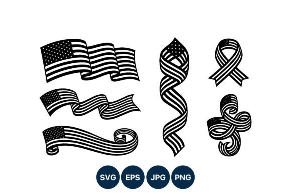 Download American Flag Ribbon Vector Art - American flag ribbon Collection