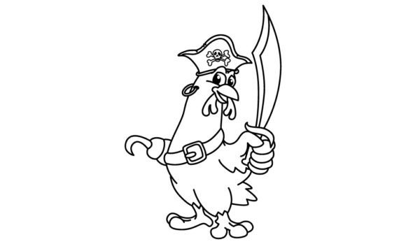 Download Funny Hen Pirates Cartoon Coloring Page - Premium Resources