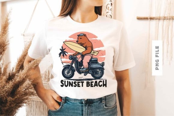 Download Ridding on the Sunset Beach Design PNG - Beach design Collection
