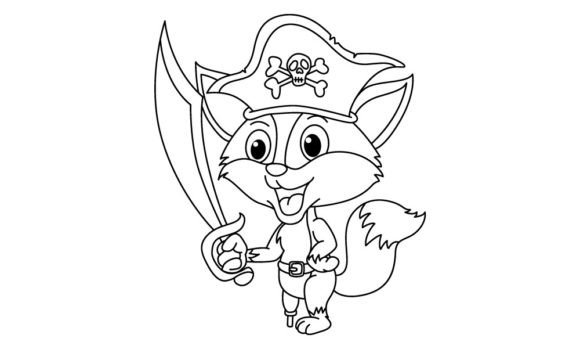 Download Funny Fox Pirates Cartoon Coloring Page - Premium Resources